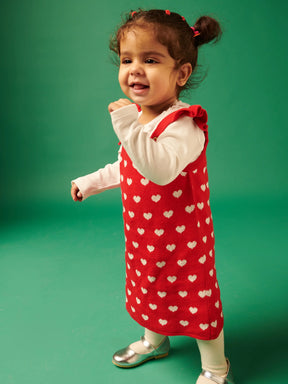 Red Heart Sweater Dress With Tee and Tights Somersault