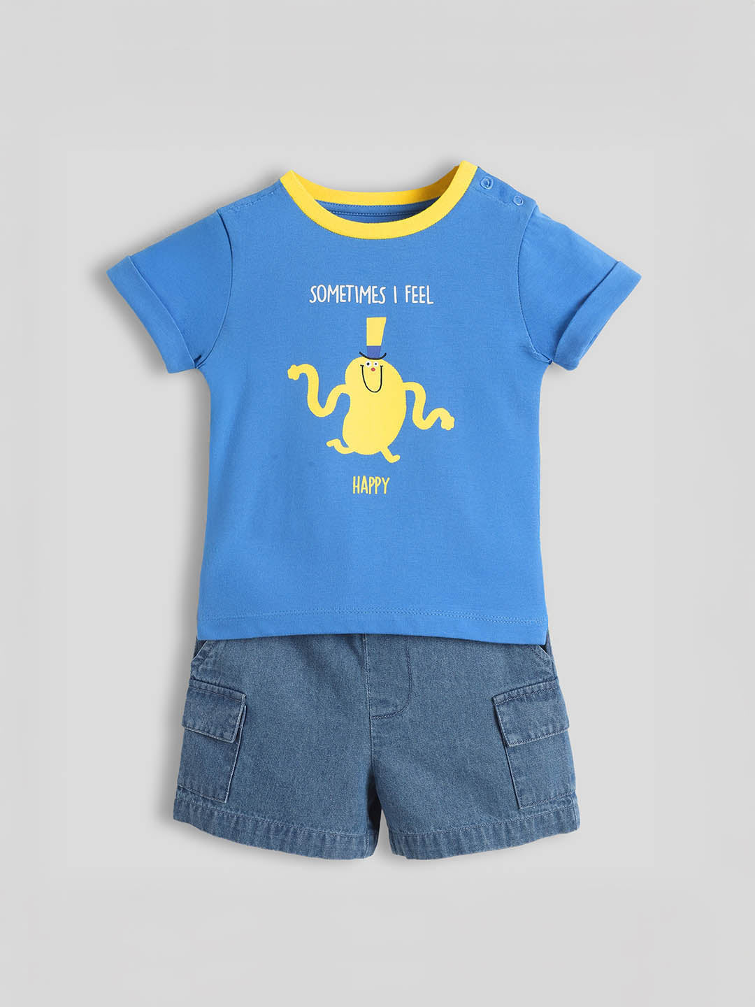 Happy Cotton Tee & Denim Shorts Set