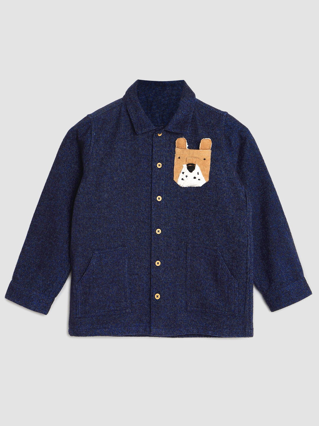 Embroidered Navy Shacket