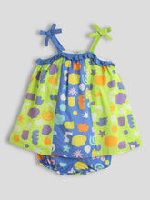 Shapes Ruffled Cotton Dress with Bloomers