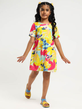 Flora Printed Cotton A-Line Dress