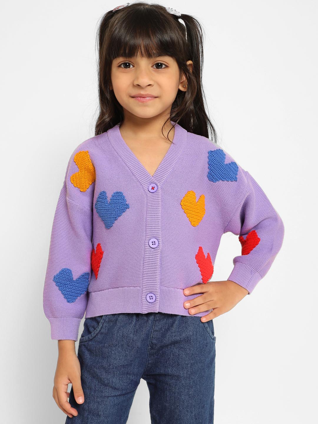 Digi Hearts Crochet Cotton Cardigan