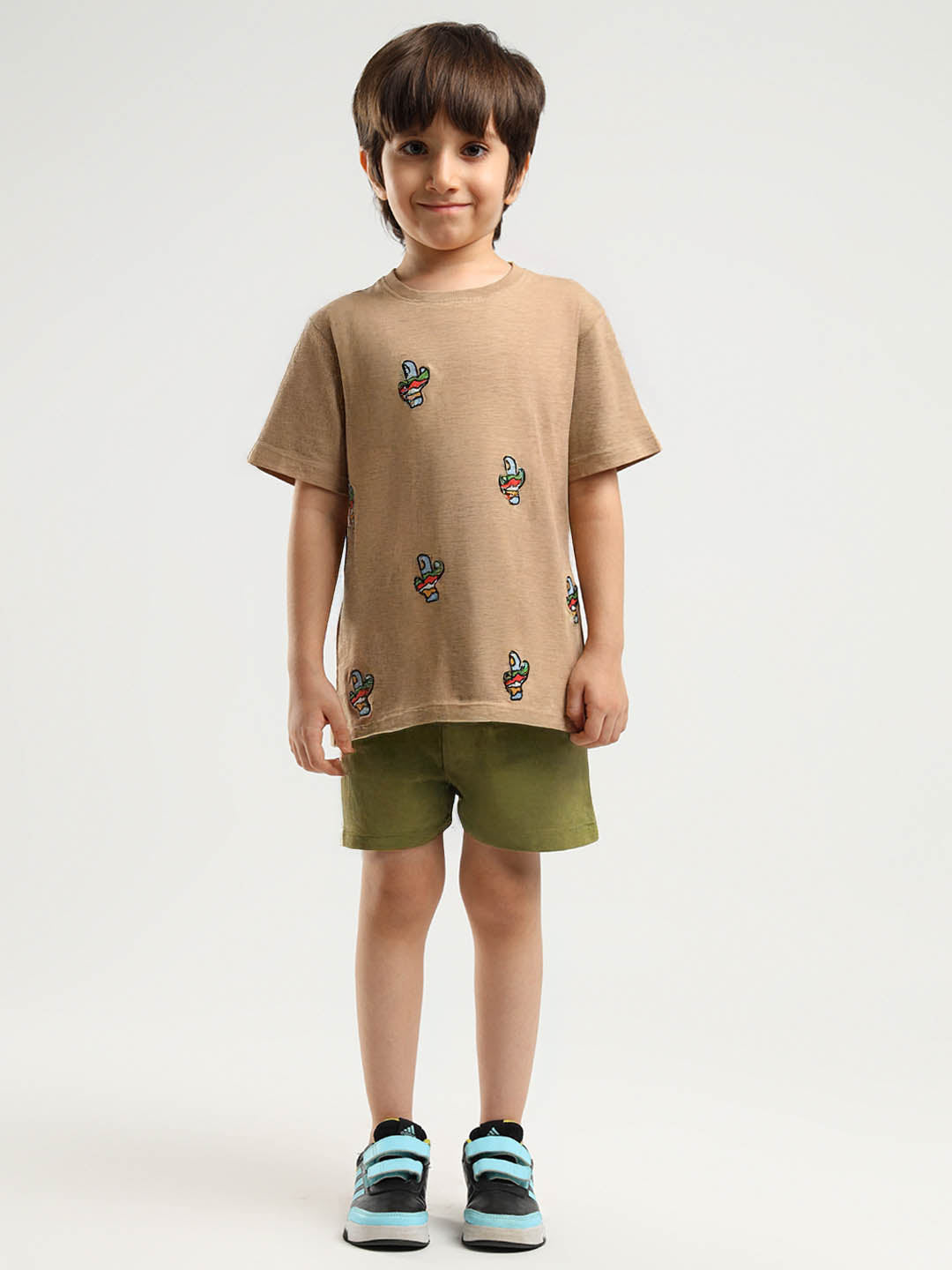 Safari Embroidered Cotton Tee & Shorts Set