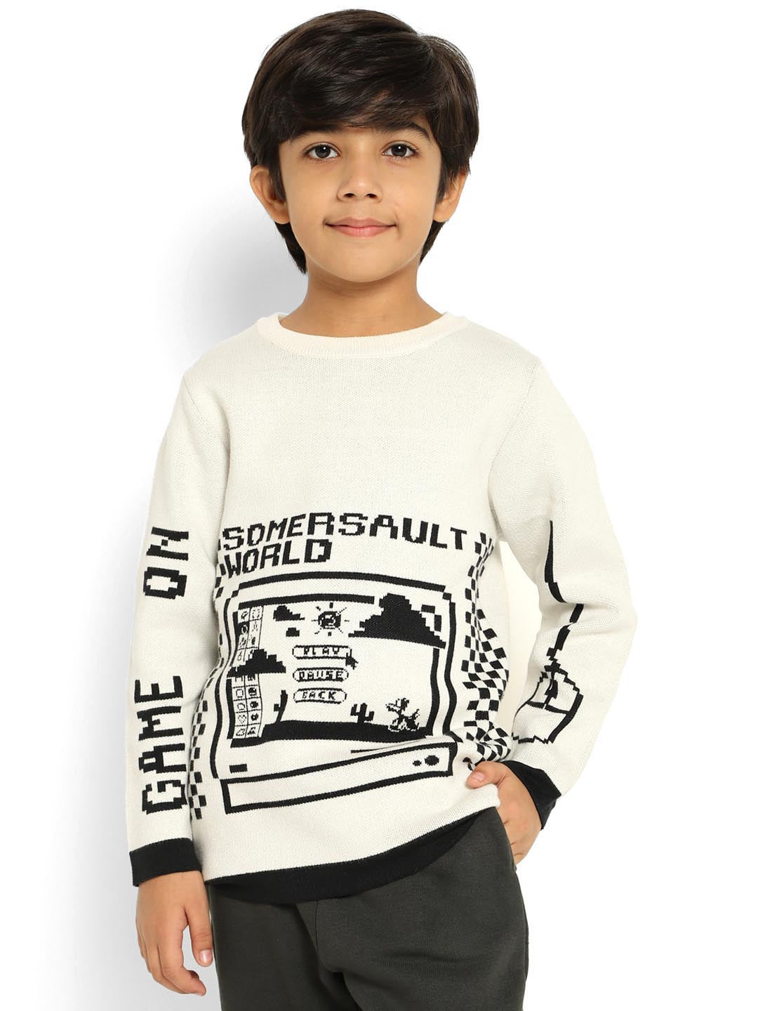 Somersault World Printed Cotton Pullover Sweater