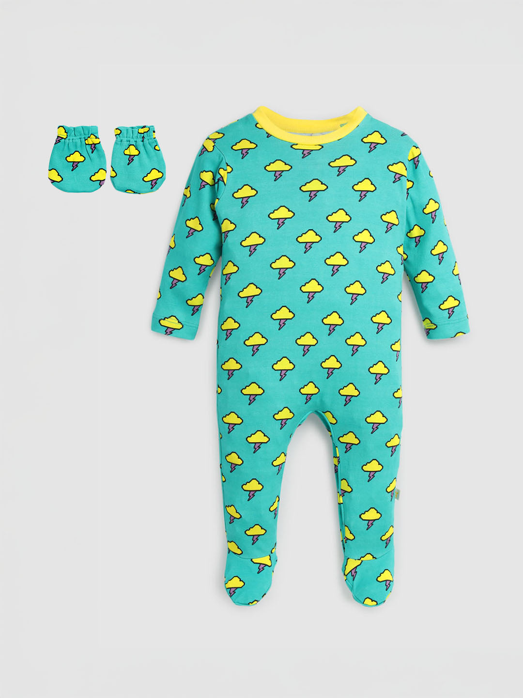 Thunder Cloud Printed Cotton Sleepsuit