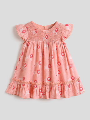 Sher Smocked Cotton A-Line Dress