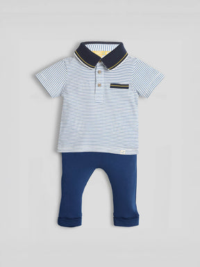 Smart Striped Cotton Tee & Pants Set