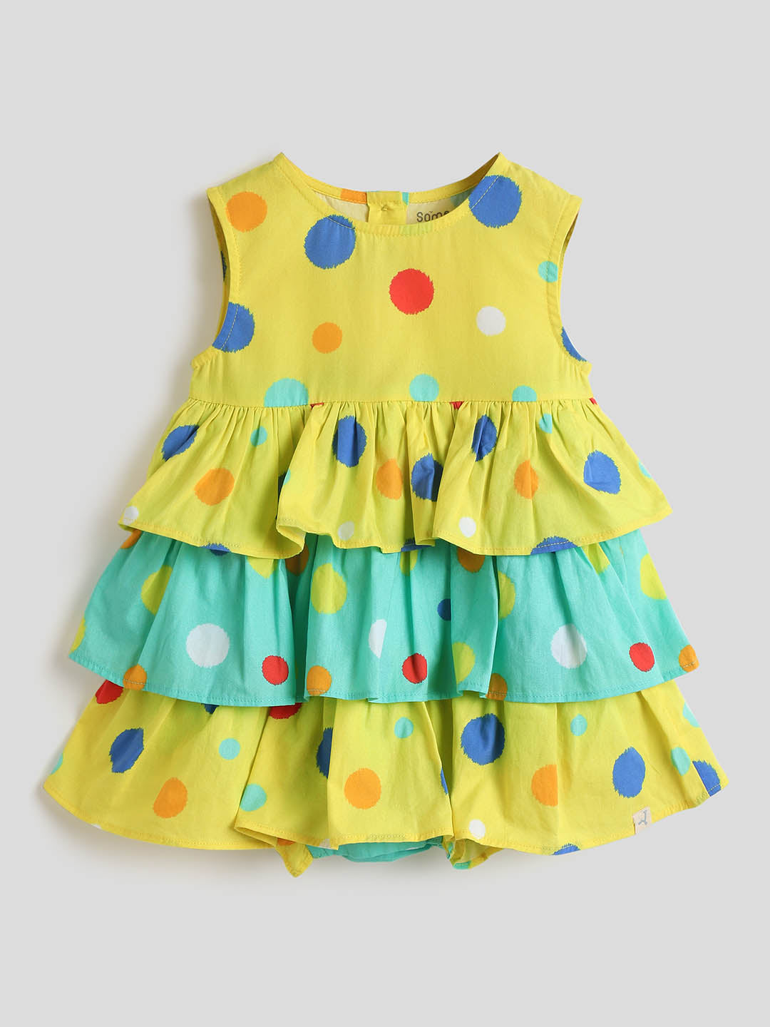 Polka Dot Tiered Cotton A-Line Dress