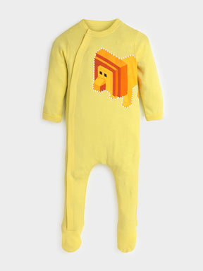 Pixel Lion Printed Cotton Sleepsuit