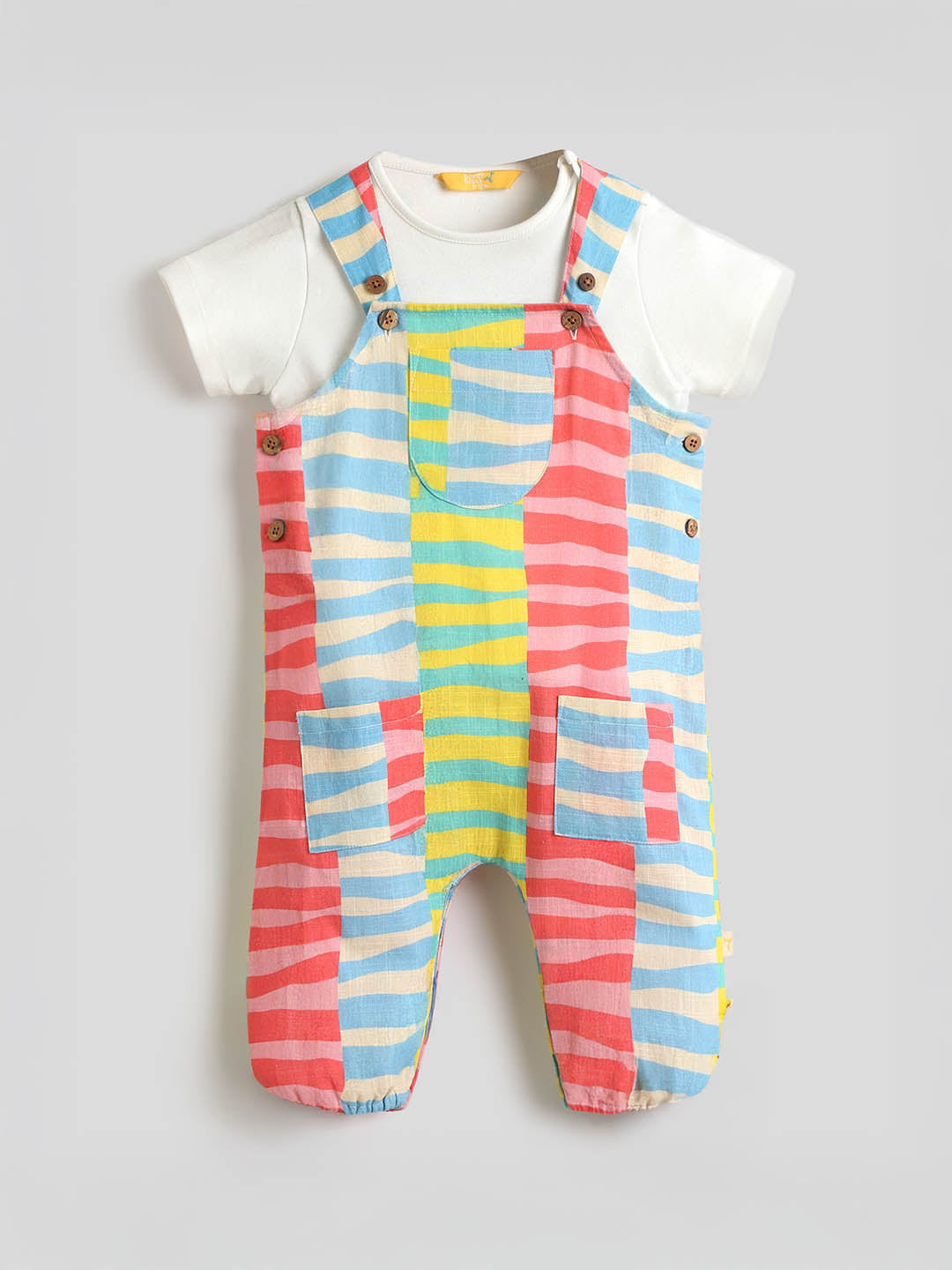 Flowline Striped Cotton Dungaree with Tee