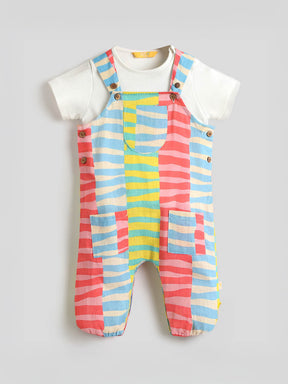 Flowline Striped Cotton Dungaree with Tee