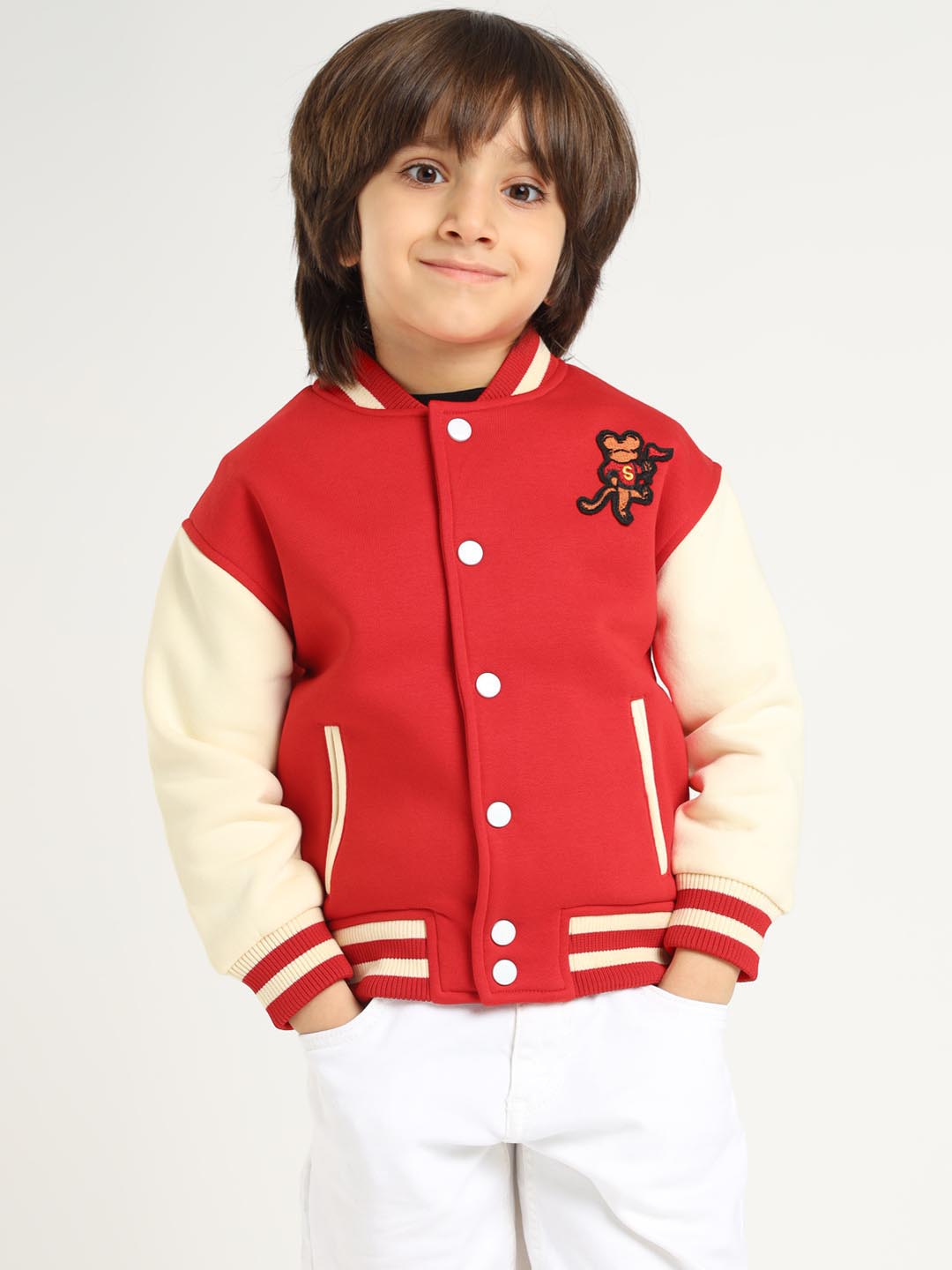 Red Champion Embroidered Varsity Jacket