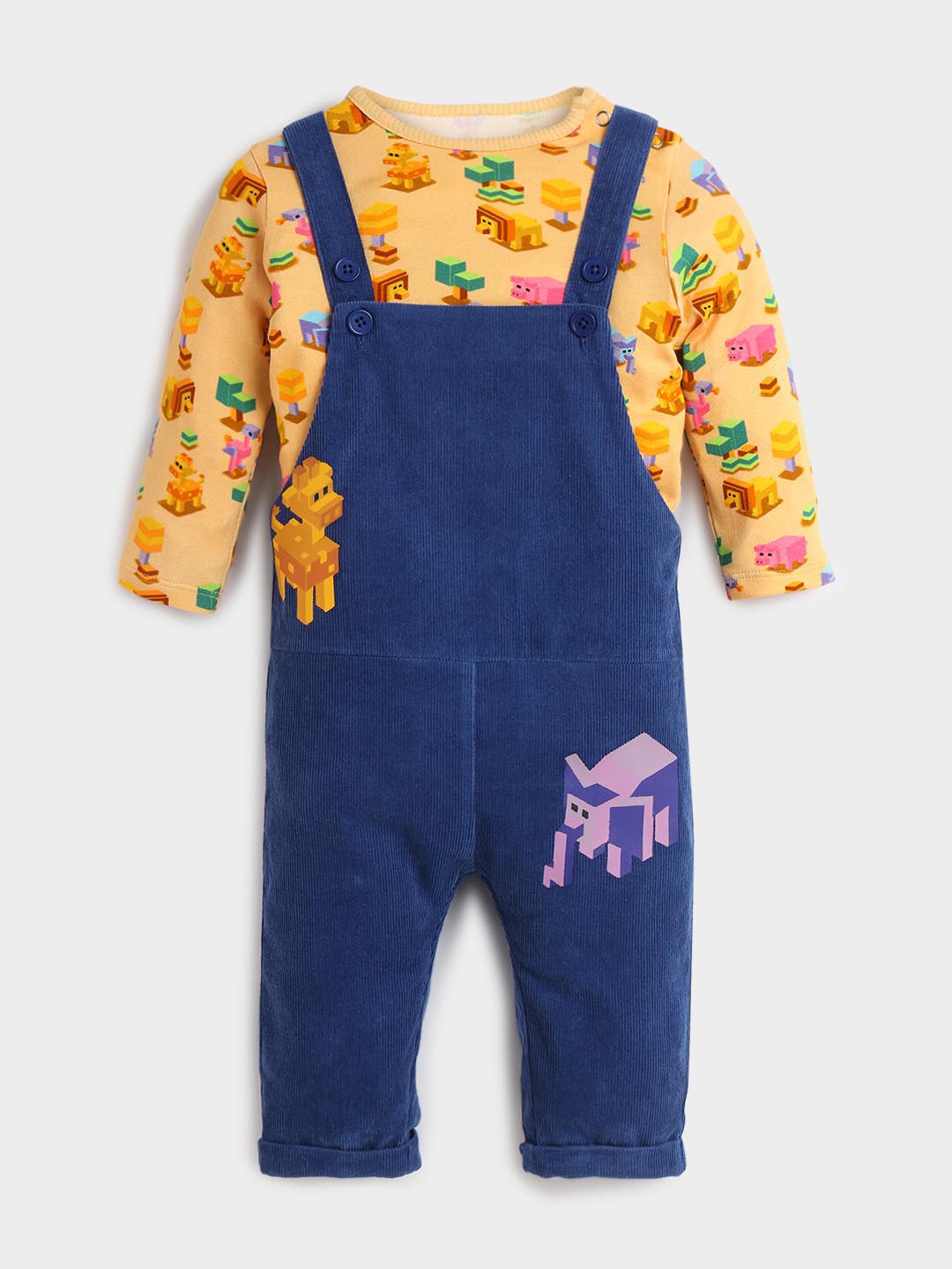 Pixel Animal Bodysuit & Dungaree Set