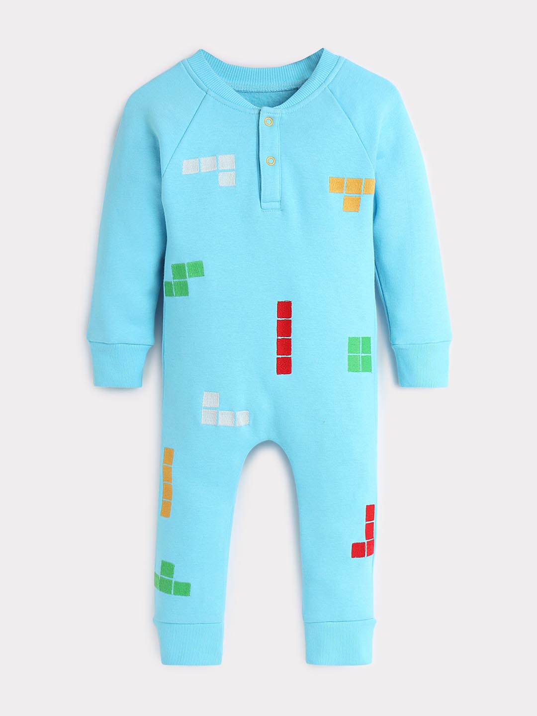 Building Blocks Embroidered Romper