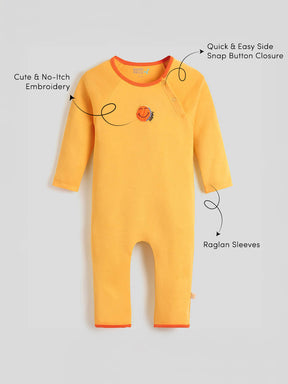 Happy Smile Embroidered Cotton Sleepsuit