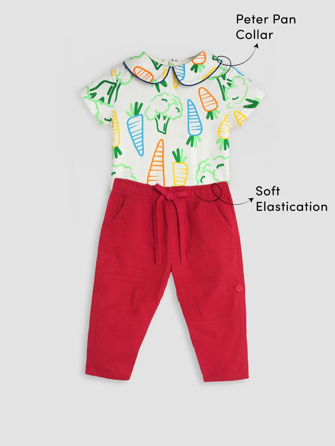 Happy Carrot Cotton Bodysuit & Pants Set