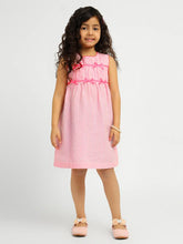 Strawberry Striped Cotton A-Line Dress