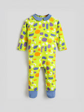 Playful Shapes Footed Cotton Sleepsuit - Green