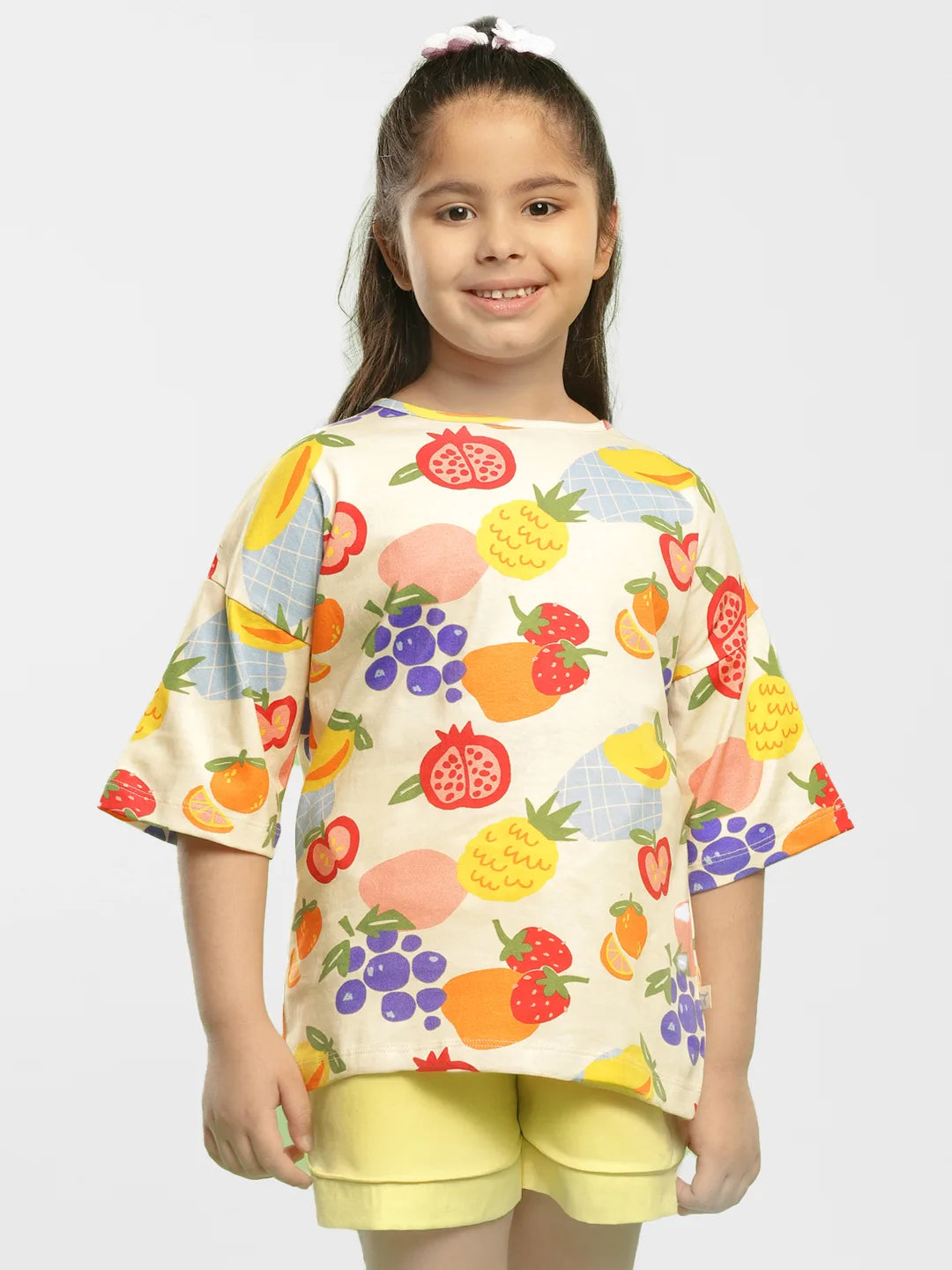 Fruity Fun Drop Shoulder Cotton Top