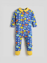 Playful Shapes Footed Cotton Sleepsuit - Blue