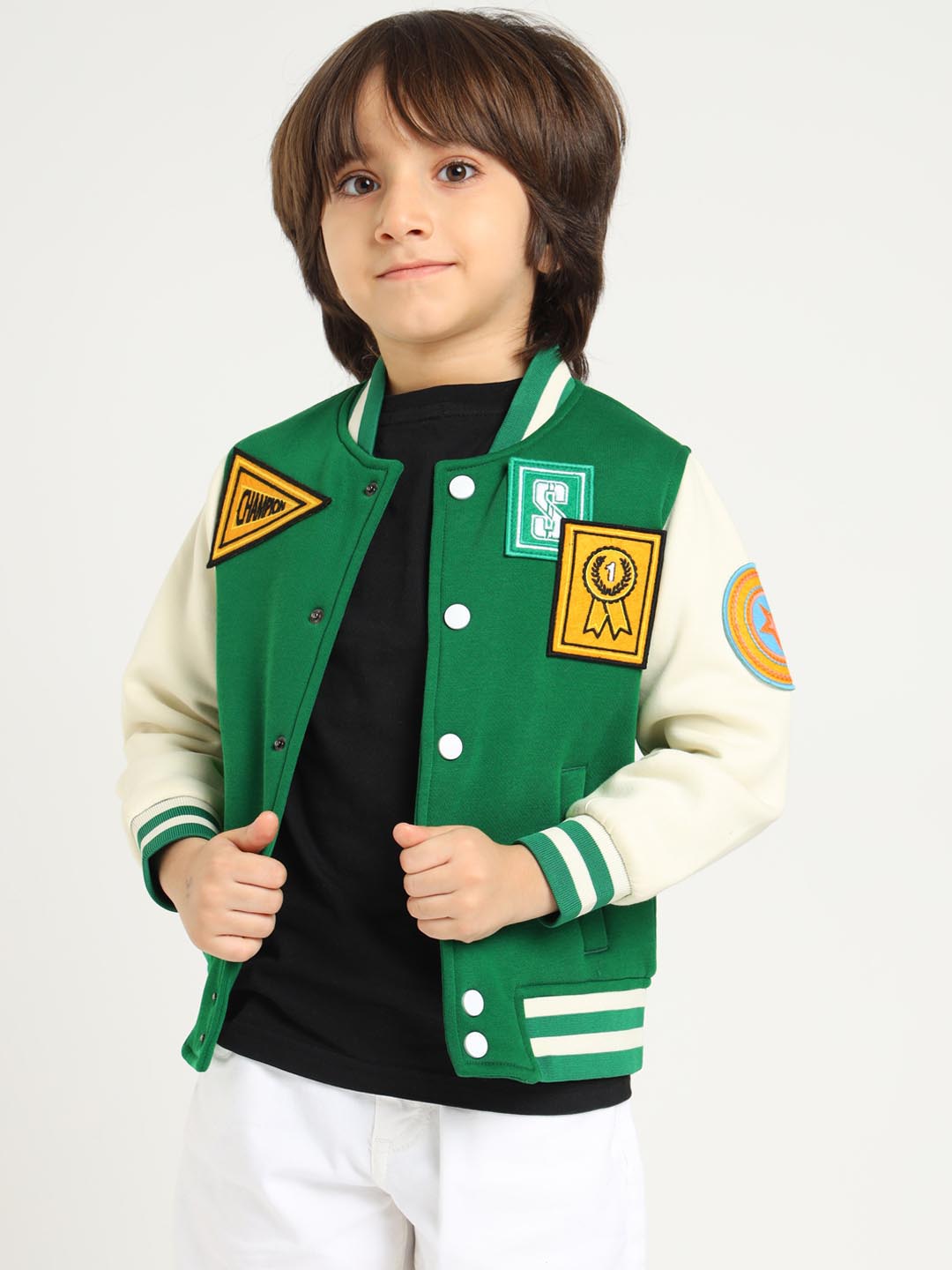 Green Champion Embroidered Varsity Jacket