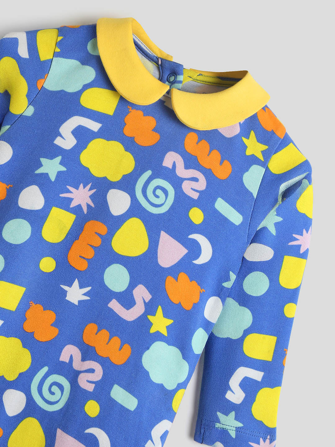 Playful Shapes Footed Cotton Sleepsuit - Blue