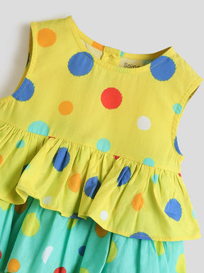 Polka Dot Tiered Cotton A-Line Dress