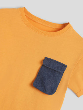 Tangerine Flap Pocket Cotton Tee