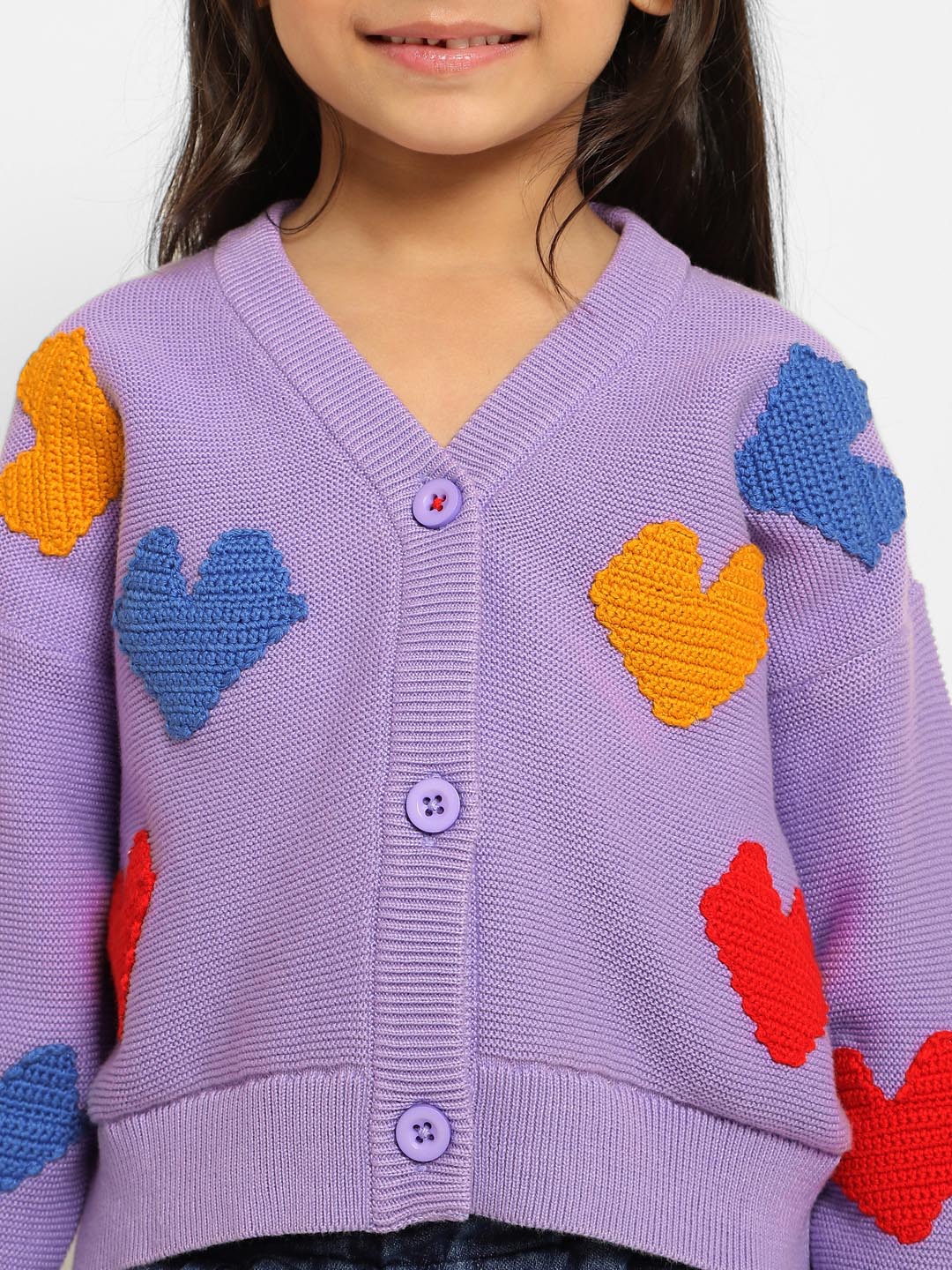 Digi Hearts Crochet Cotton Cardigan