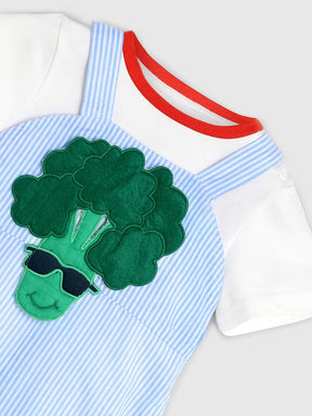 Broccoli Cotton Tee & Dungaree Set