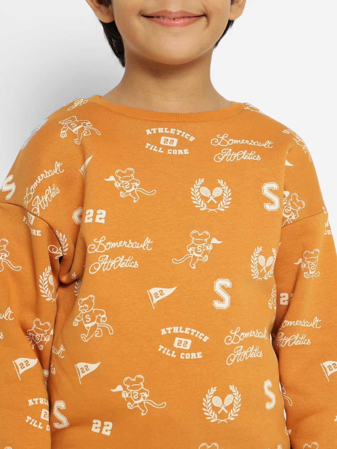 Yellow Athleisure Printed Sweatshirt