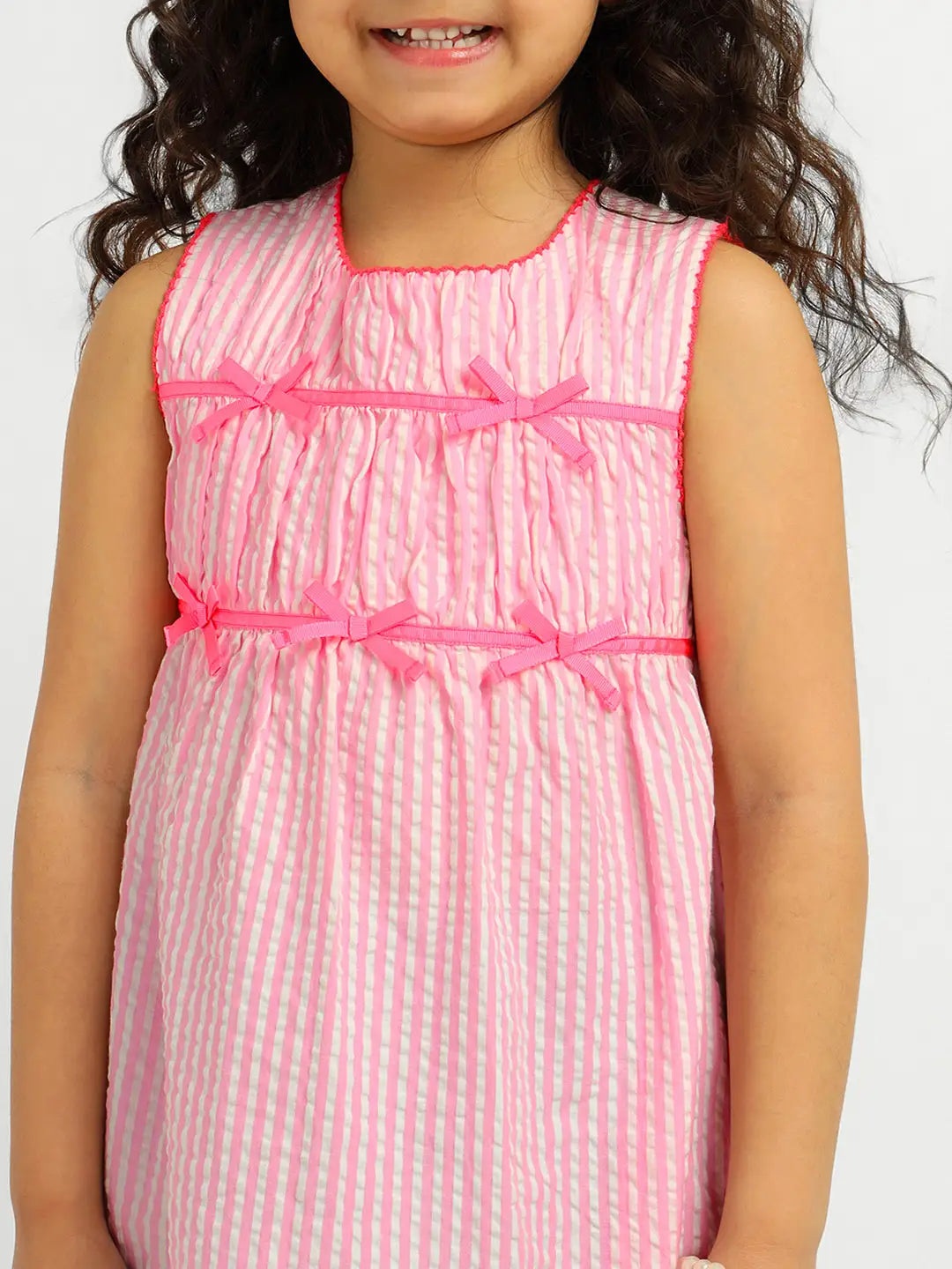 Strawberry Striped Cotton A-Line Dress