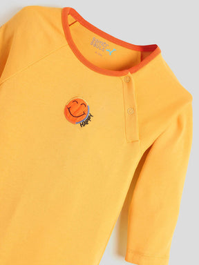 Happy Smile Embroidered Cotton Sleepsuit