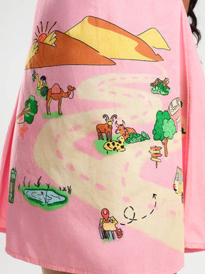 Indian Landscape Cotton Shift Dress