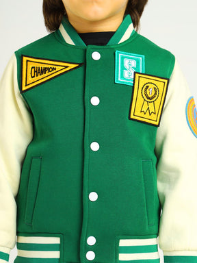 Green Champion Embroidered Varsity Jacket