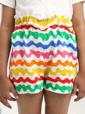 Zig Zag Line Cotton Shorts