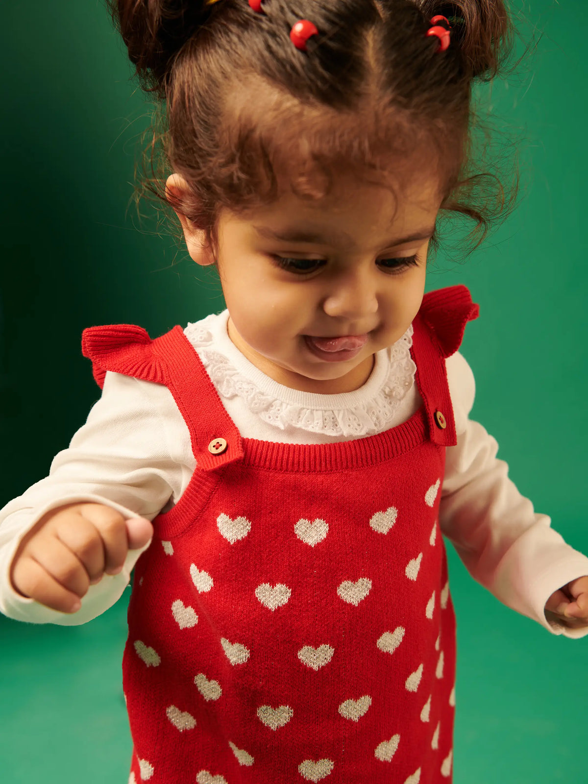 Red Heart Sweater Dress With Tee and Tights Somersault