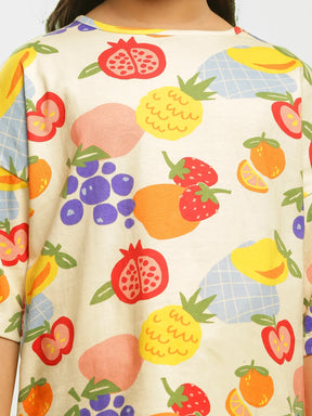 Fruity Fun Drop Shoulder Cotton Top