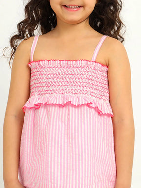 Strawberry Striped Frilly Cotton Top & Shorts Set