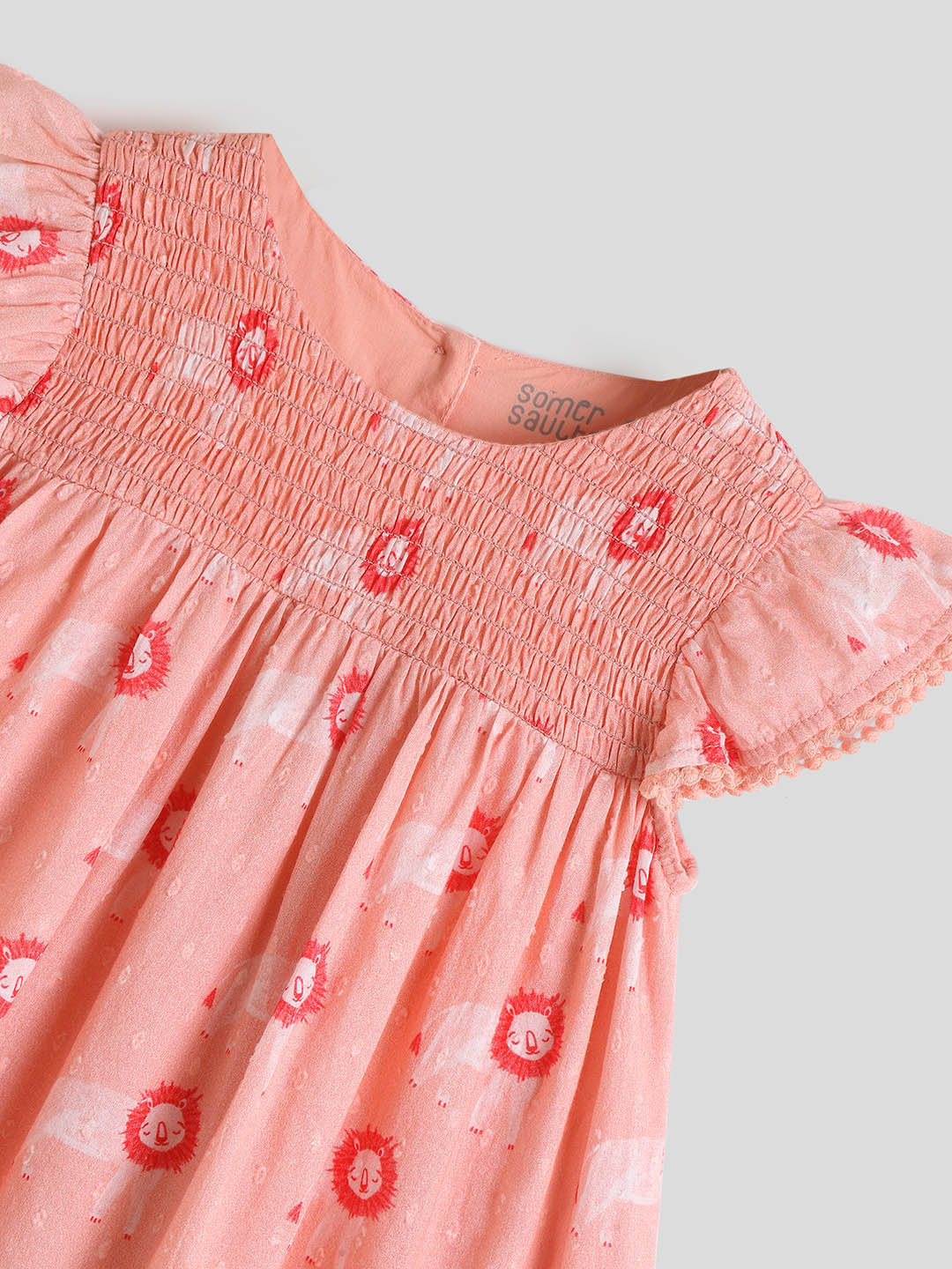 Sher Smocked Cotton A-Line Dress