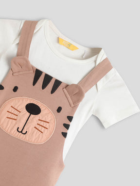 Tiger Cotton Dungaree with Bodysuit