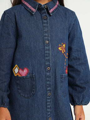 Gamer Girl Embroidered Denim Dress