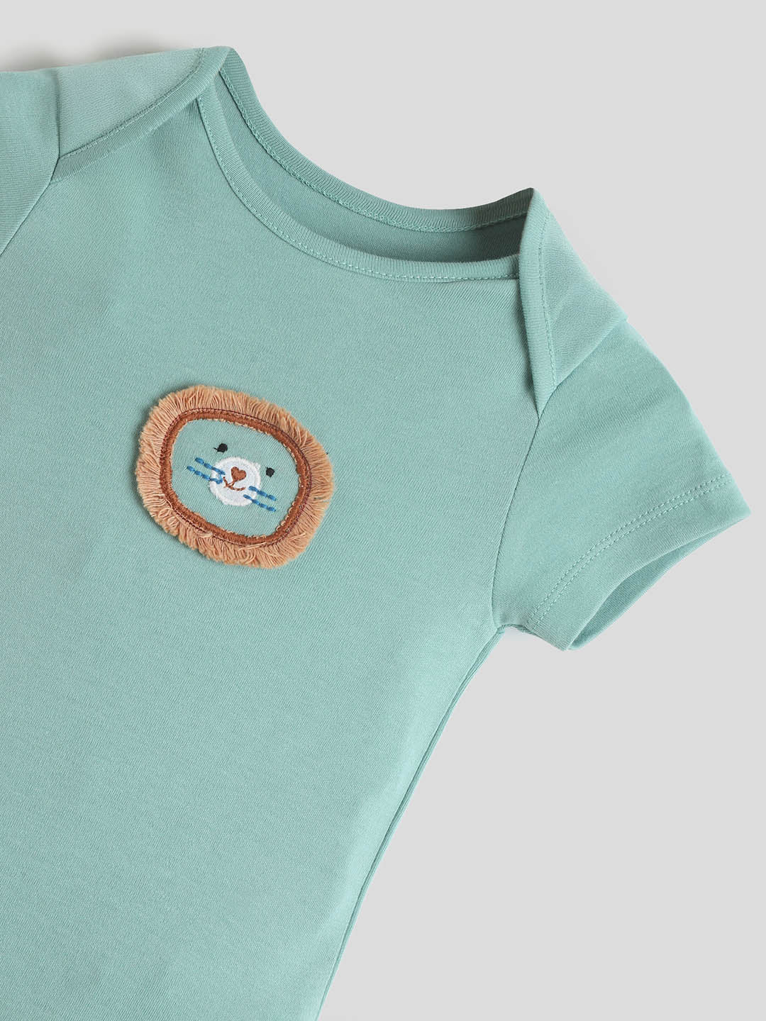 Little Lion Embroidered Cotton Bodysuit