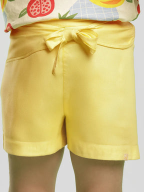 Lemon Knot Cotton Shorts