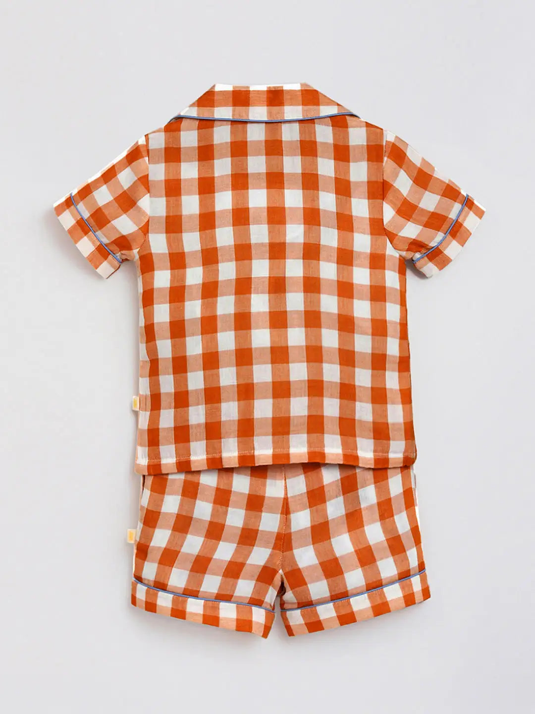 Brown Sugar Gingham Cotton Shirt & Shorts Pyjama Set