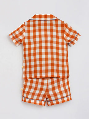 Brown Sugar Gingham Cotton Shirt & Shorts Pyjama Set