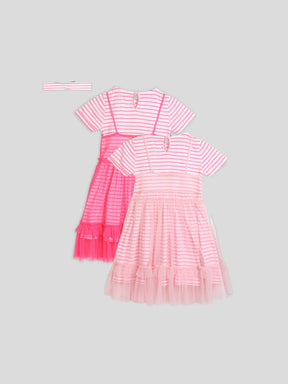 Pink Mesh Dress Set of 3 Somersault