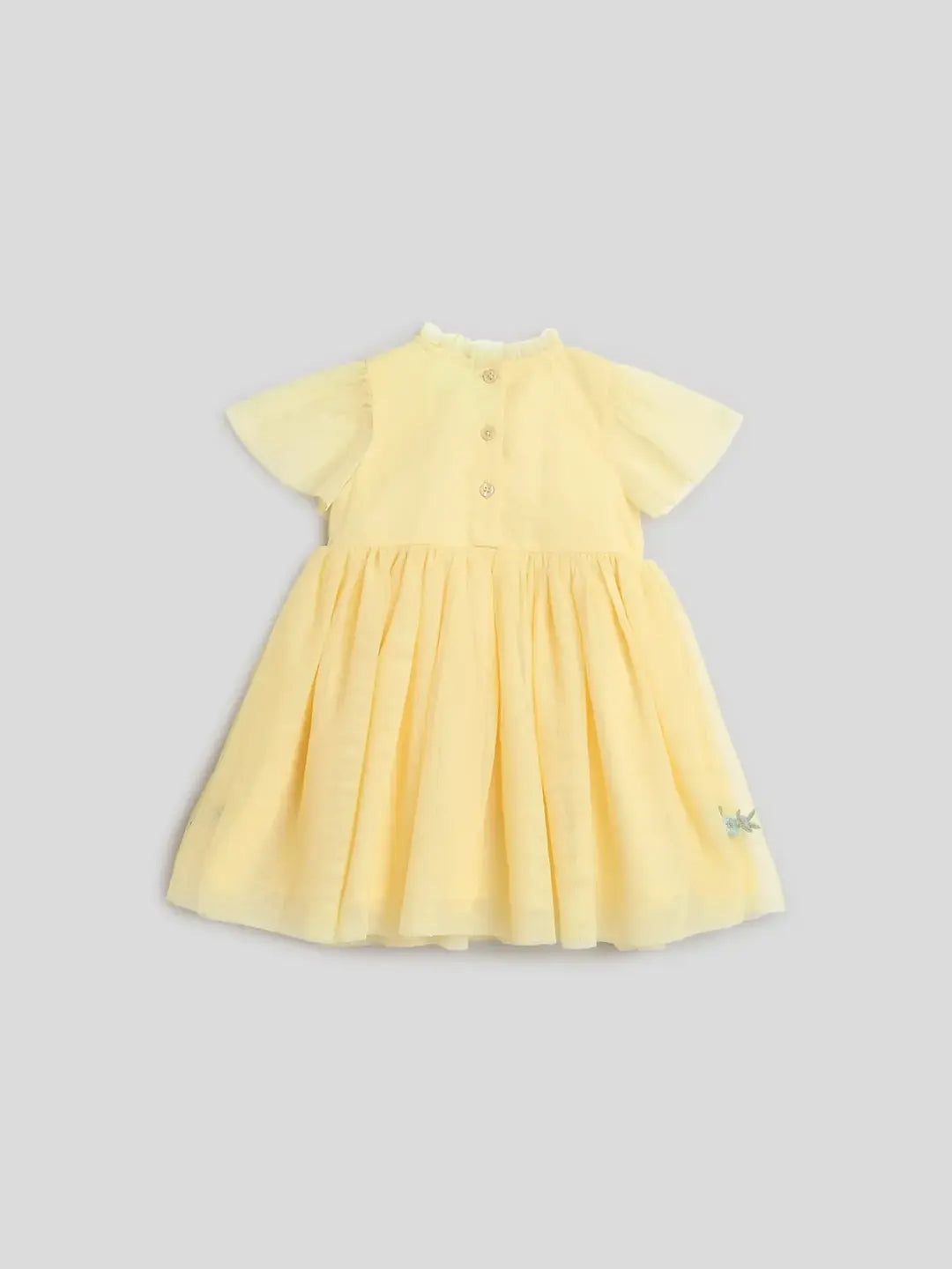 Yellow Embroidered Tulle Dress