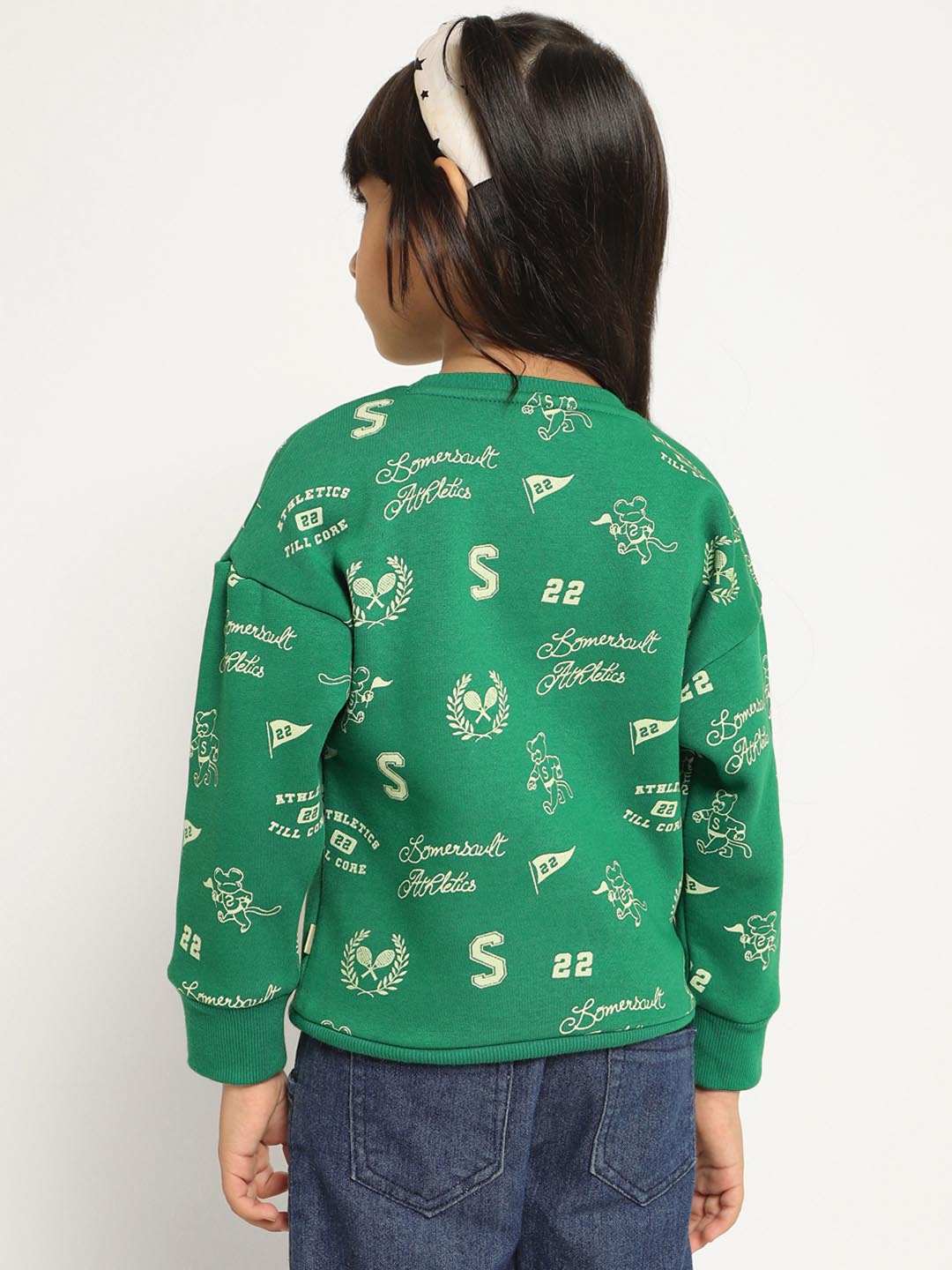 Green Athleisure Printed Sweatshirt