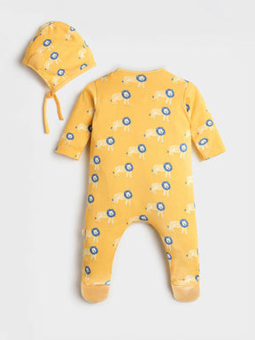 Sher Footed Cotton Sleepsuit with Cap